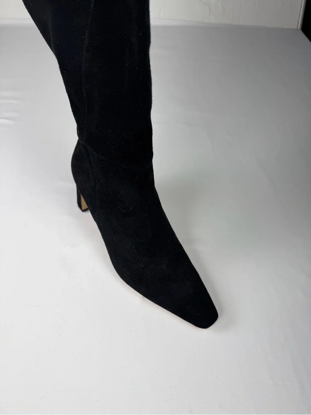 Classic Sam Edelman Sylvia Style Knee High Suede Black Boots side half zip 6
